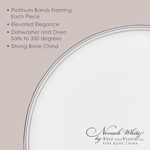 by Fitz and Floyd Nevaeh Bone China Coupe Platinum Bands Dinnerware Set (Platinum / Service for 4)