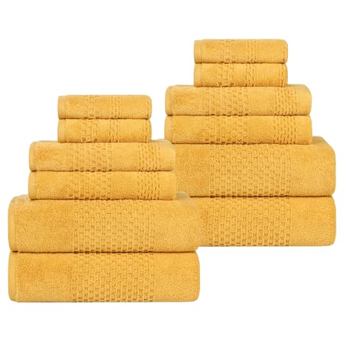Playa Zero Twist Cotton Medium Weight Towels (12 Piece Towel Set / Gold)
