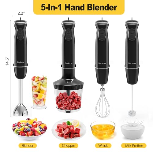 Immersion Blender Set for Kitchen (500 W & 12 Speed / Black Set)