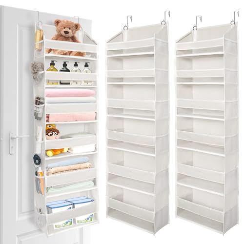 2 Pack Over The Door Organizer with 6 Large Pockets 12 Side Pockets (Ivory / 2 Pack)