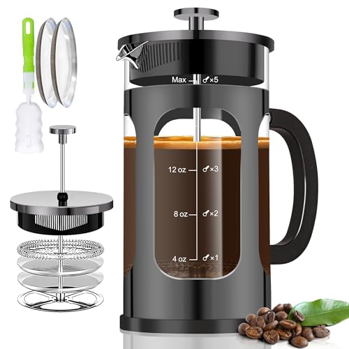 French Press Coffee Maker (Bright Black / 21 oz)