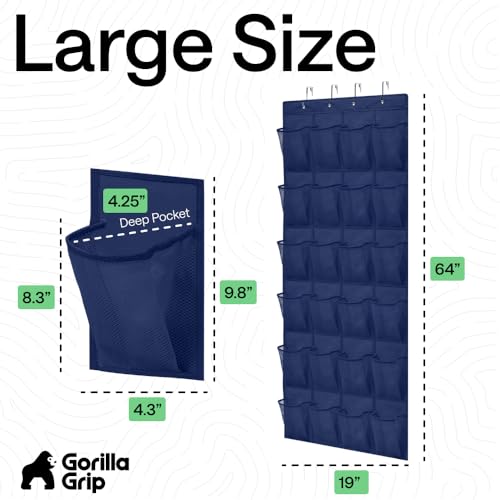 Over the Door Shoe Organizer (Navy / 24 Pockets/4 Hooks)