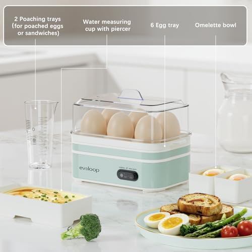 Rapid Egg Cooker Electric 6 Eggs Capacity (light green)