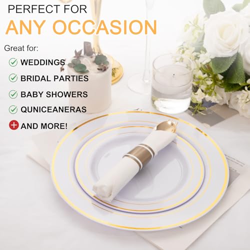 400PCS Pre Rolled Gold Plastic Silverware Sets (Gold - Classic)