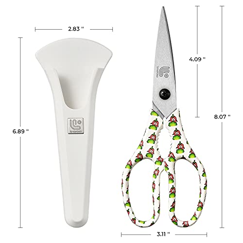 Kitchen Scissors Heavy Duty Kitchen Shears with Magnetic Holder Made with Japanese Steel 4034 (White/Chili)