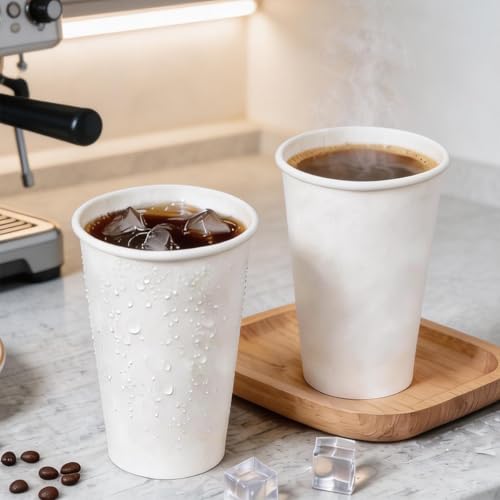 Disposable Paper Coffee Cups 16 oz 300 Count (White - 16 oz)