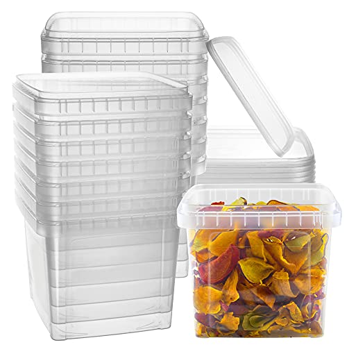 64 oz 20 Large Pack Square Clear Deli Containers with Lids Disposable BPA Free Plastic Food Storage Containers with Lids Airtight for Meal Prep Take Out Kitchen (64 oz)