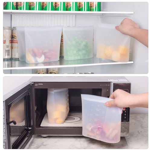 Large Reusable Food Bags 4 Pack (Translucent | Medium | 4 Pack)