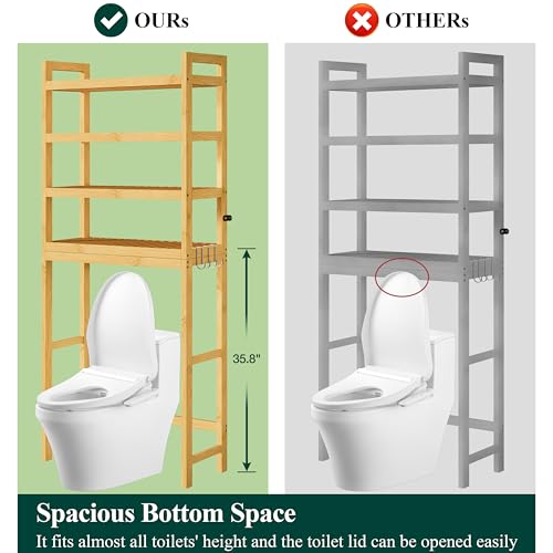 Bamboo Over The Toilet Storage Cabinet (Natural / 4 Tiers (72.8"H))