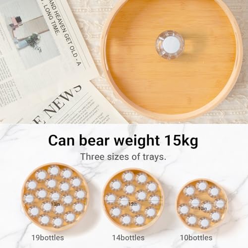12in Bamboo Lazy Susan Turntable Organizer for Pantry&Cabinet