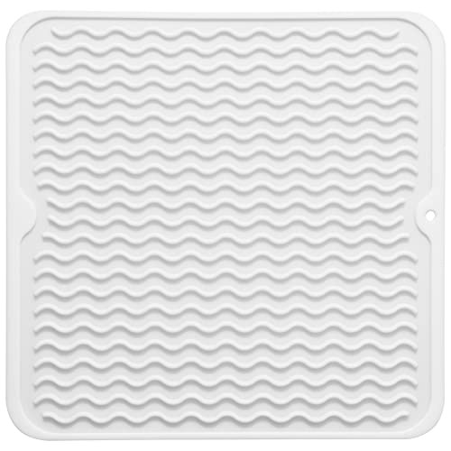 Silicone Dish Drying Mat for Multiple Usage (White / 12"L x 12"W)