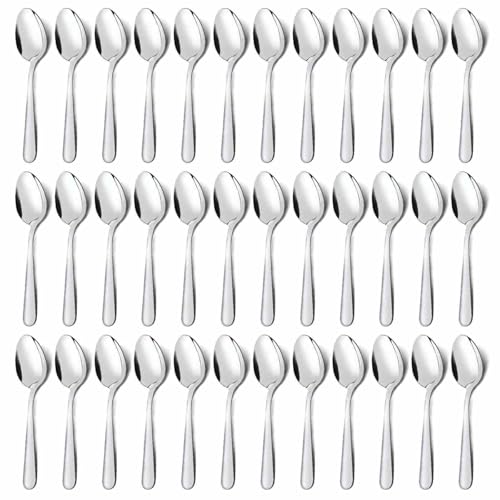 36 Pieces Tea Spoons Set Silverware (6.7 inch silver dinner spoons 36 pieces)