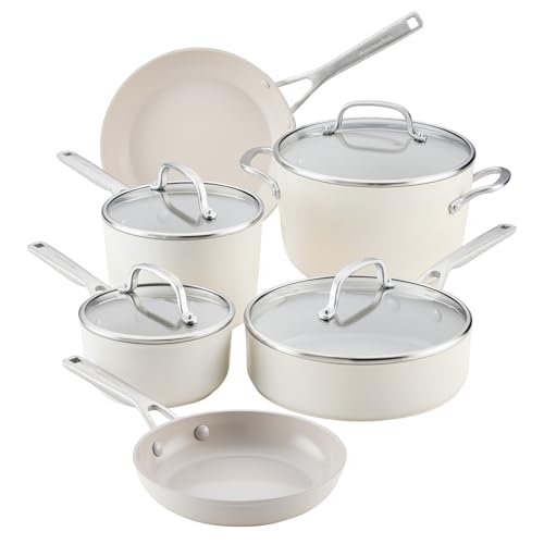 Hard Anodized Ceramic Induction Pots and Pans (Porcelain / 10 Piece Cookware Set)