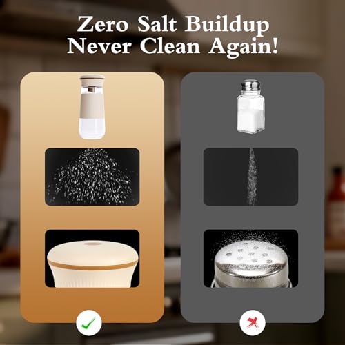 2-in-1 Salt Shaker, Glass Salt and Pepper Shakers Set for Kitchen, Salt and Pepper Containers with 1g Measuring Spoon, Farmhouse Cute Salt Pepper Shakers for Home Easy Filling, 1PCS (White-1pcs)