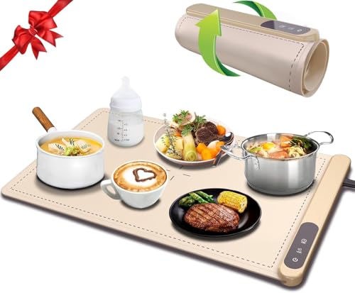 Roll Up Silicone Graphene Electric Food Warming Tray (Beige-graphene)