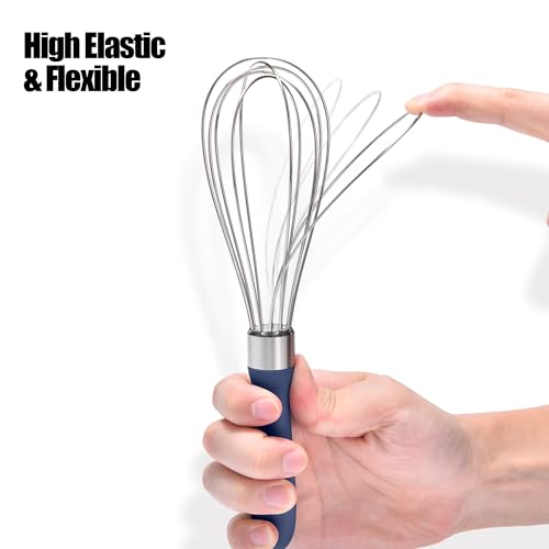18 8 Stainless Steel Balloon Whisk for Cooking (S / Navy Blue)