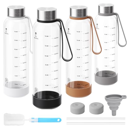 18 oz Glass Water Bottles (Clear-06-4p/18oz / 18oz)