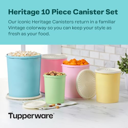 Heritage 10 Piece Pastel Tall Canister Set (5 Tall Canister Set - Heritage Multicolor)