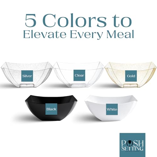 4 Pack Disposable Black Plastic Serving Bowls Square Party Candy Use 16oz (16 OUNCE / Black)