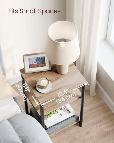 Side Table Small End Table (Camel Brown + Ink Black)