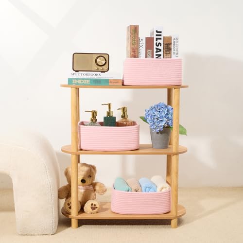 Small Storage Baskets for Organizing (3pcs-L11.5xW7.5xH4.7" / Light Pink)