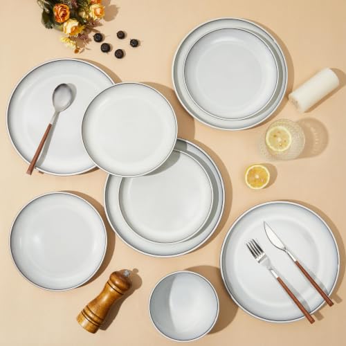 Stoneware Dinnerware Sets for 4 (Moonstone White / Set (12pcs))