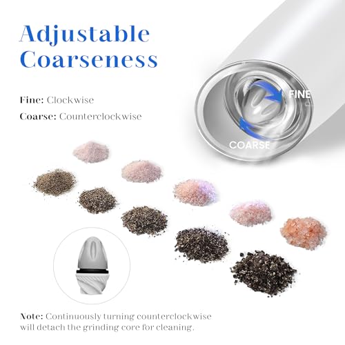 Rechargeable Salt Pepper Grinder Set (Black+White-Set)