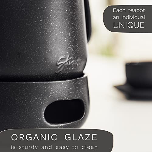 Design Tea Pot with Warmer (44 oz with warmer / Black)
