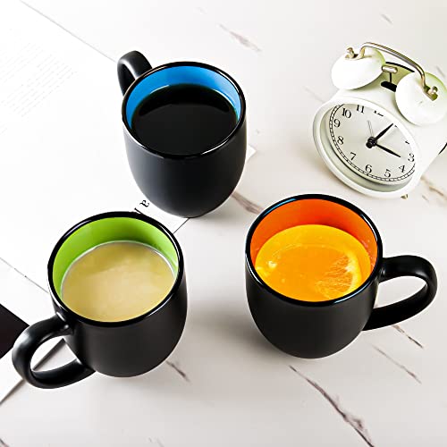 16oz ceramic Coffee Mug Sets with Large Handles Matte Black Porcelain Mug Multiple colors Cups for Coffee (16oz)