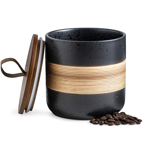 Ceramic Coffee Container with Lid (Black / 37 fl.oz)