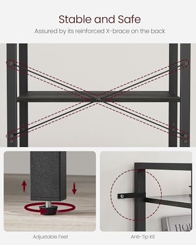 4 Tier Bookshelf (Charcoal Grey + Ink Black / 4 Tiers (11.8"D x 26"W) / Without Back Panels)