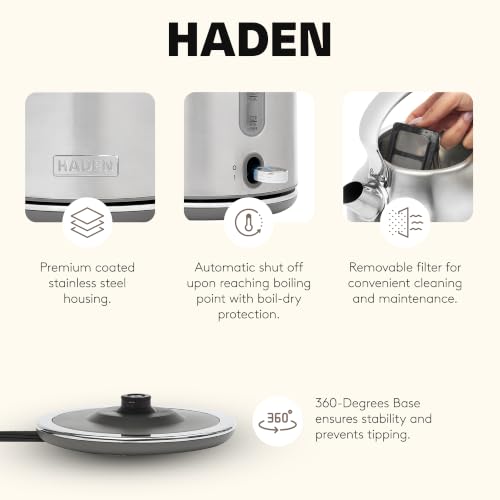 Heritage 1.7 Liter Cordless Electric Kettle (Steel & Chrome)