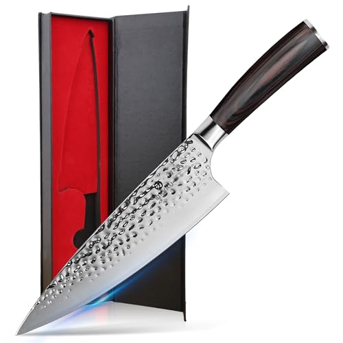 8 Inch Hammered Japanese Chef Knife (Silver)