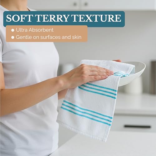 Kitchen Towel Set 8 Pc (Terry - Aqua / Kitchen Towel Set - 8 Pack)