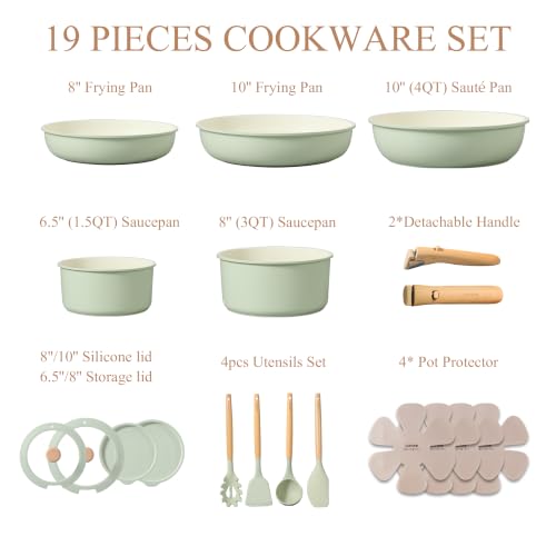 19pcs Pots and Pans Set Non Stick (19 Piece)