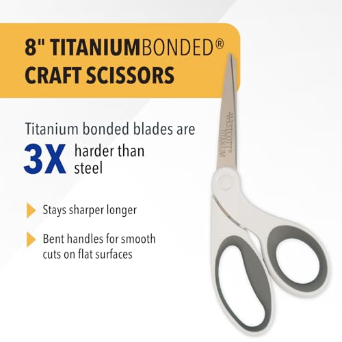 8" Bent Craft Scissors with Titanium (8-Inch / 8" Crafting Scissors "Bent")