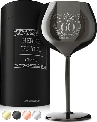 60th Birthday Wine Glass (60th / Black)