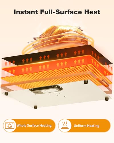 Electric Warming Tray (24″×16″ / Gold)