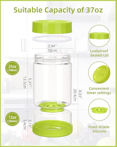 Pickle Jar with Strainer Flip (02-White&Green / 37oz 2pcs)