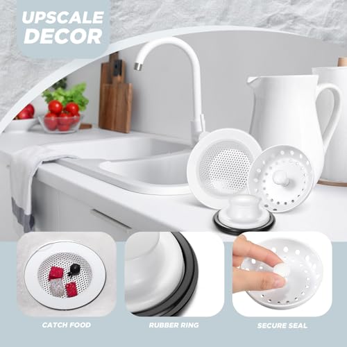 3 Pcs Sink Plug Stopper Disposal Drain Strainer (Porcelain White)
