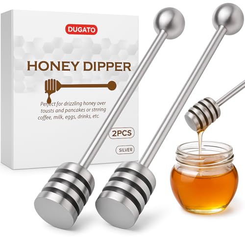 Honey Dipper 6.3 in 304 Stainless Steel Syrup Server Stick (Silver)