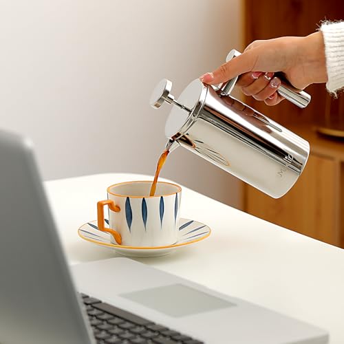 French Press Coffee Maker (20 oz / Silver)