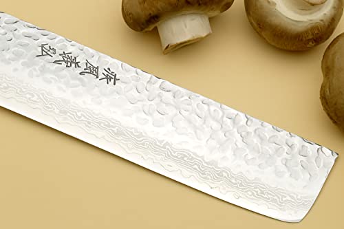 VG10 16 Layer Hammered Damascus Stainless Steel Nakiri Vegetable Knife 6.5'' (Nakiri 6.5" (165mm) / Mahogany Handle)