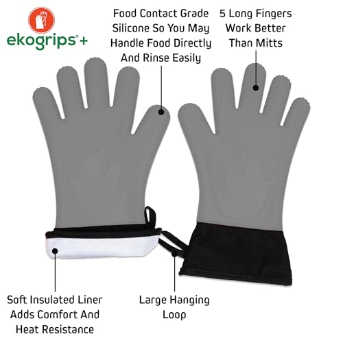 Ekogrips Plus Oven Gloves with Fingers (Gray / OSFM)