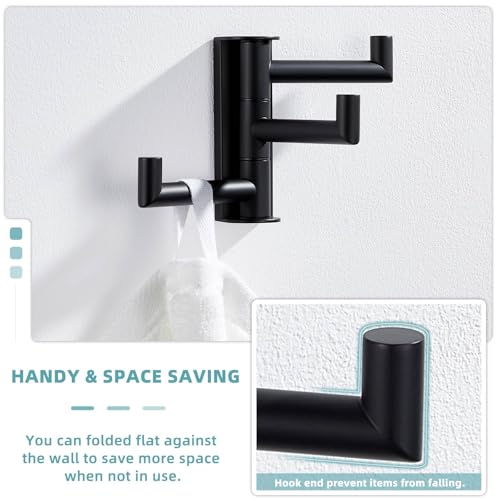 Swivel Towel Hook with 3 Arms (1 Pack / Matte Black)