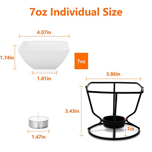 7oz Butter Warmers for Seafood with 20 Tealight (Square)