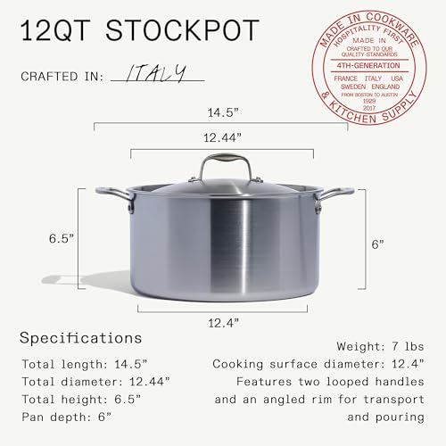 Cookware 12 Quart Stainless Steel Stock Pot With Lid (12 QT - Stock Pot)