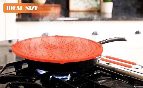 Silicone Large Splatter Screen for Frying Pan (Red)