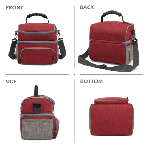 Double Layer Cooler Insulated Lunch Bag Adult Lunch Box Large Tote Bag for Men (2 Count)