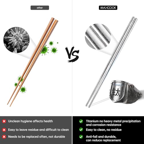 Pure Titanium Chopsticks 5 Pairs Metal Chopsticks Reusable (5 Pairs of Colorful Tiatium Chopsticks)